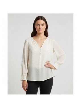 Penningtons in every story sheer cream colour blouse metallic pattern size 0X